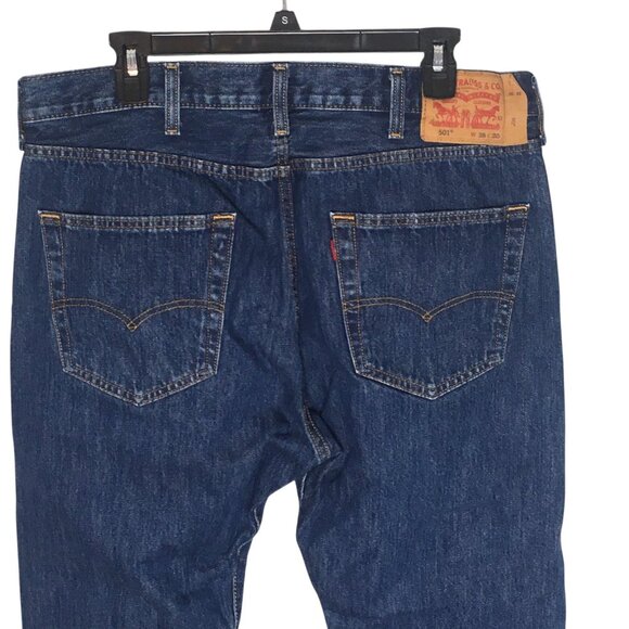 Levis 501 Jeans Mens 38x30 Blue Denim Straight Leg Button Fly Classic Fit - Picture 2 of 16